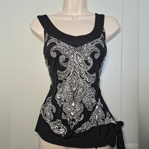 APT. 9 Black & White Paisley Tank Top